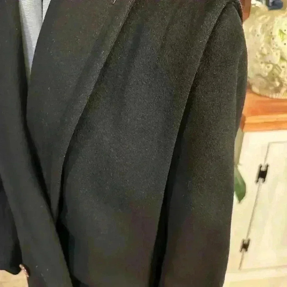 Jules Miller Black Oversize Wool Vintage 1980's Coat, Big Shoulders, S/M. - Picture 5 of 9